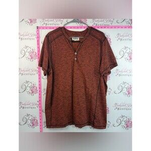 Distillery T-shirt, orange, black Men's Short Sleeve Henley Shirt - Rust Red